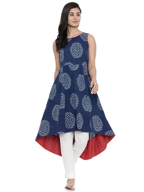 block printed high-low kurta  - 16773835 - Very Small Image - 1