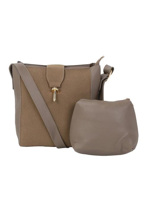 brown leatherette combo sling bag - 16774105 - Very Small Image - 1