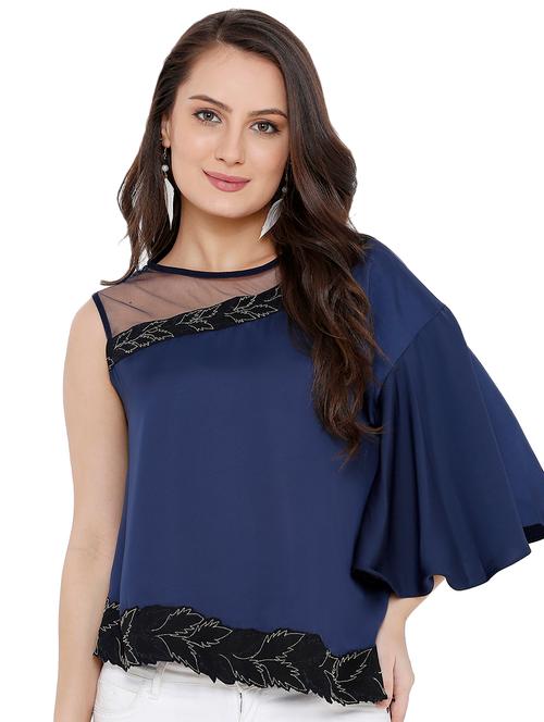 lace detail bell sleeved top - 16774172 - Very Small Image - 1
