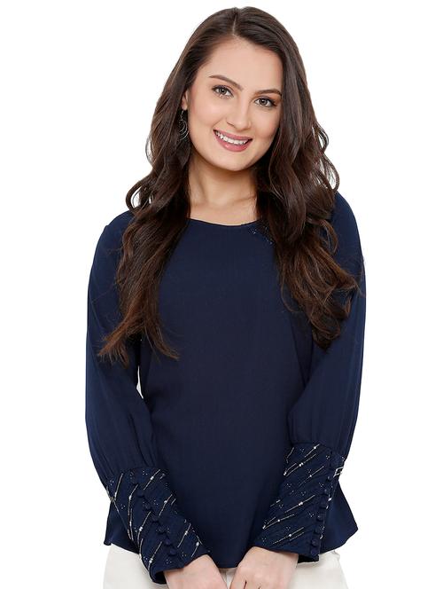 embellished detail round neck top  - 16774178 - Very Small Image - 1