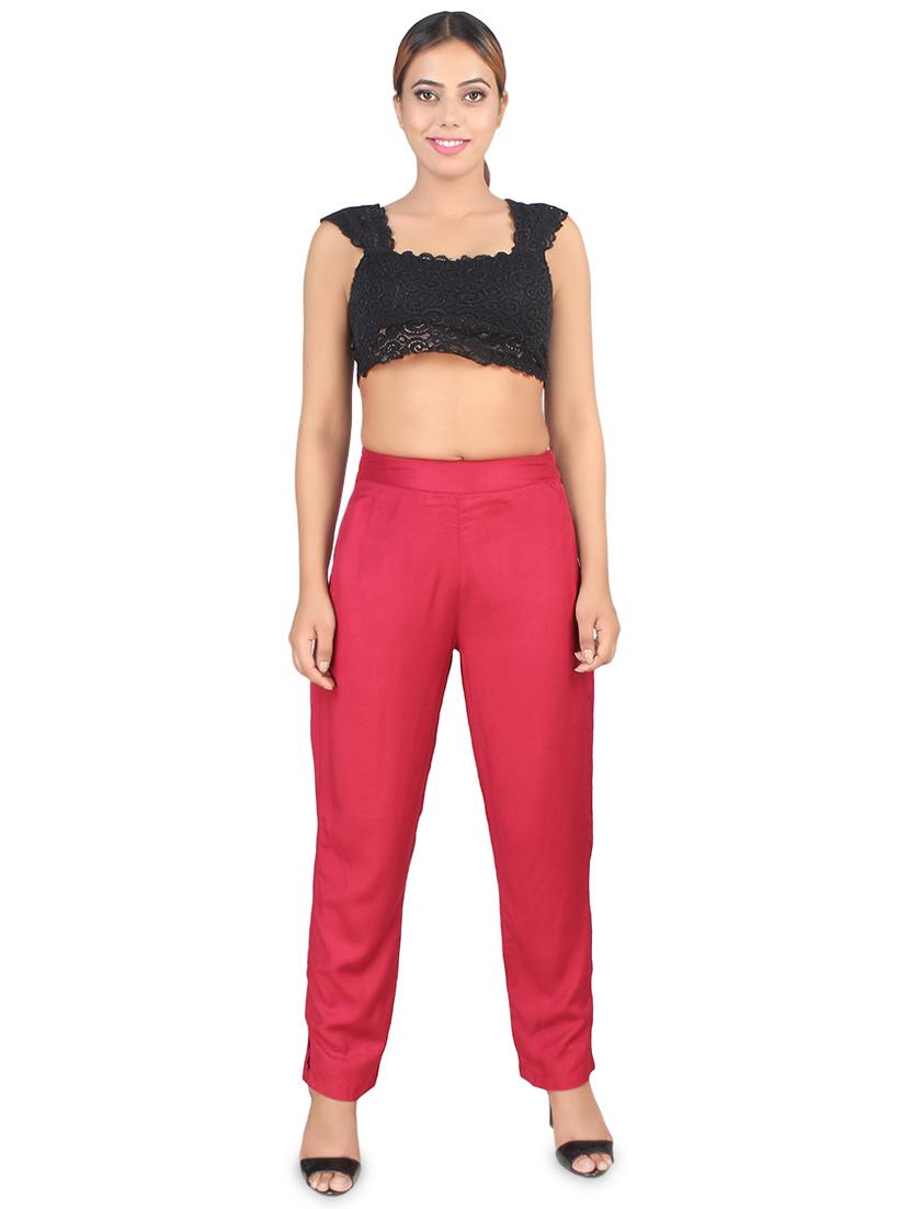 women solid flat front cigarette pants - 16774474 - Standard Image - 3