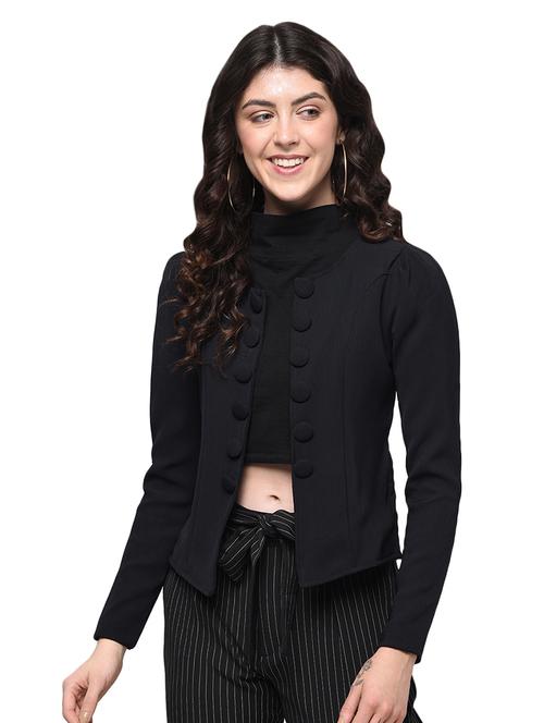round neck button detail jacket - 16774573 - Very Small Image - 1