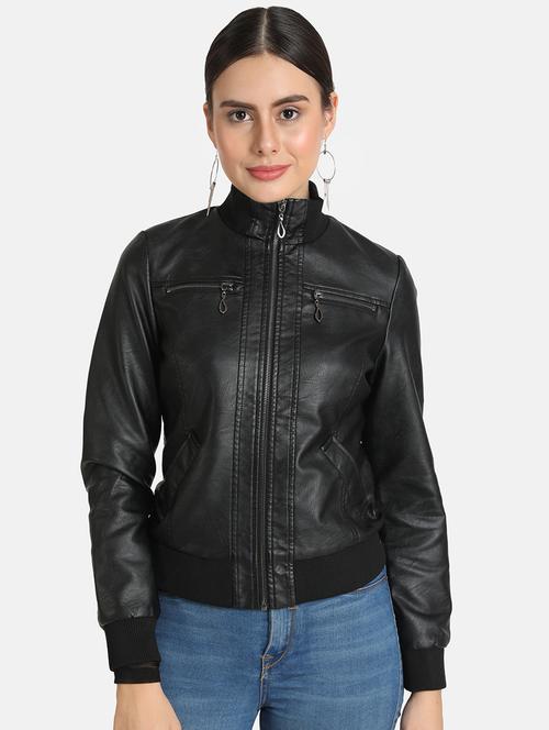 mandarin neck leather jacket - 16774775 - Very Small Image - 1