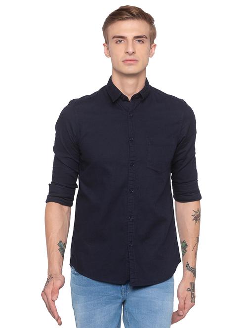 navy blue solid casual shirt - 16776575 - Very Small Image - 1