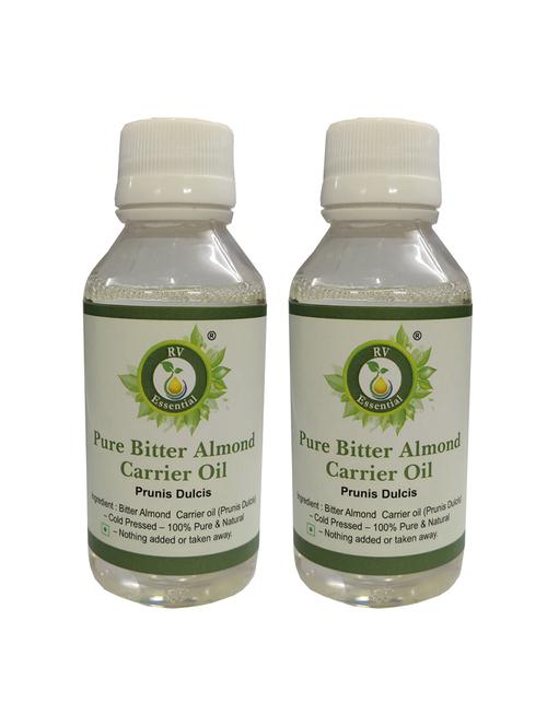 r v essential pure bitter almond carrier oil (100ml+100ml) pack of two- prunis dulcis (100% pure and natural cold pressed) - 16776625 - Very Small Image - 1