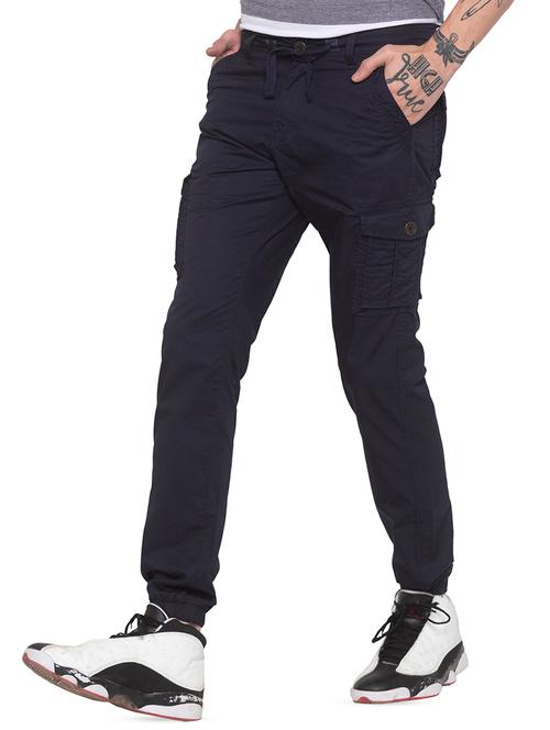 navy blue solid cargos - 16776651 - Very Small Image - 1