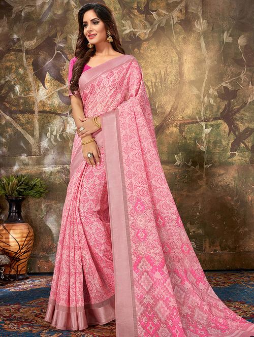 Printed Woven Saree With Blouse - 16777112 - Very Small Image - 1