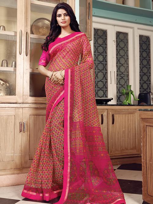 Printed Woven Saree - 16777115 - Very Small Image - 1
