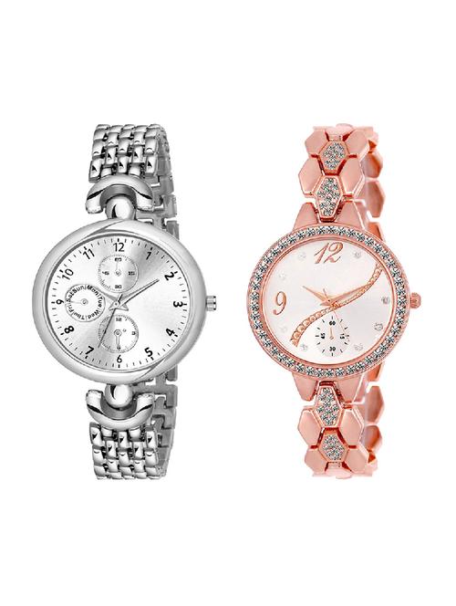 adk lk-215-ad-24 rose gold & silver color dial forgirls - 16777924 - Very Small Image - 1