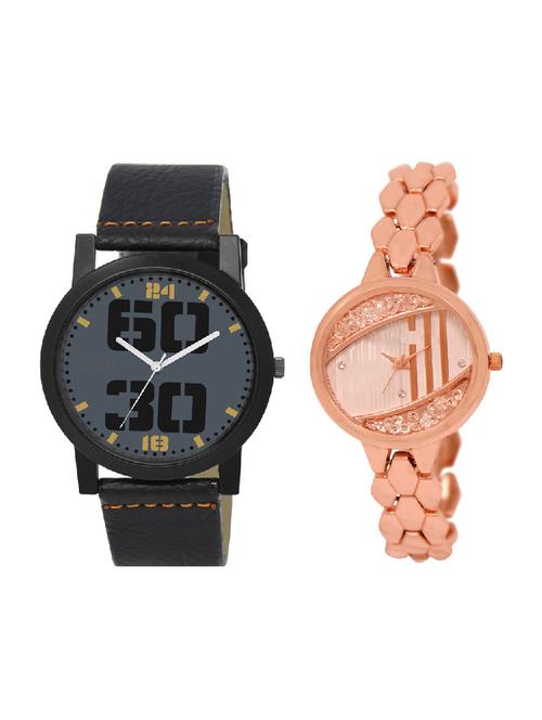 adk lk-222-47 rose gold & black color dial forgirls & men - 16778399 - Very Small Image - 1