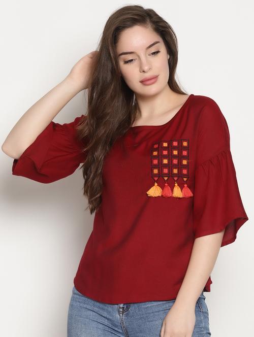 tassel detail bell sleeved top - 16778723 - Very Small Image - 1