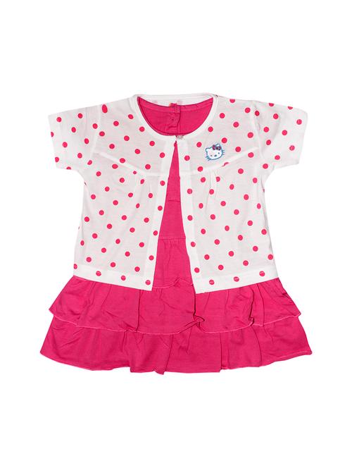 girls round neck short sleeves frock - 16779109 - Very Small Image - 1