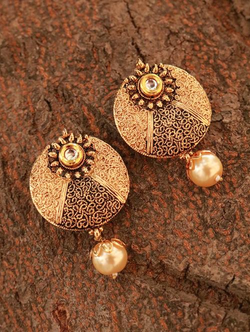 gold metal drop earring - 16780225 - Very Small Image - 1