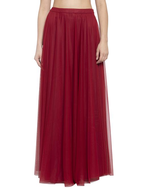 high rise solid net a-line skirt - 16780839 - Very Small Image - 1