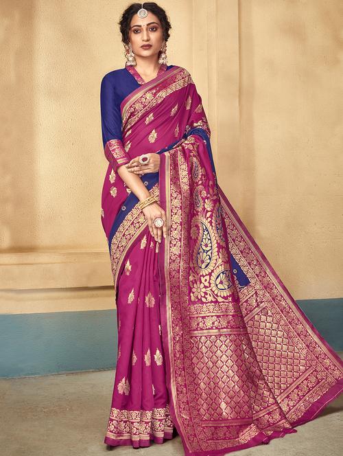 self design saree with blouse - 16781330 - Very Small Image - 1