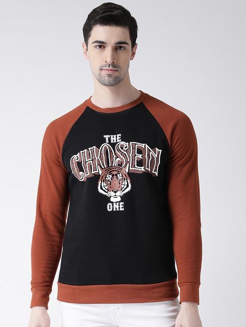 black chest printed raglan sweatshirt - 16782449 - Very Small Image - 1