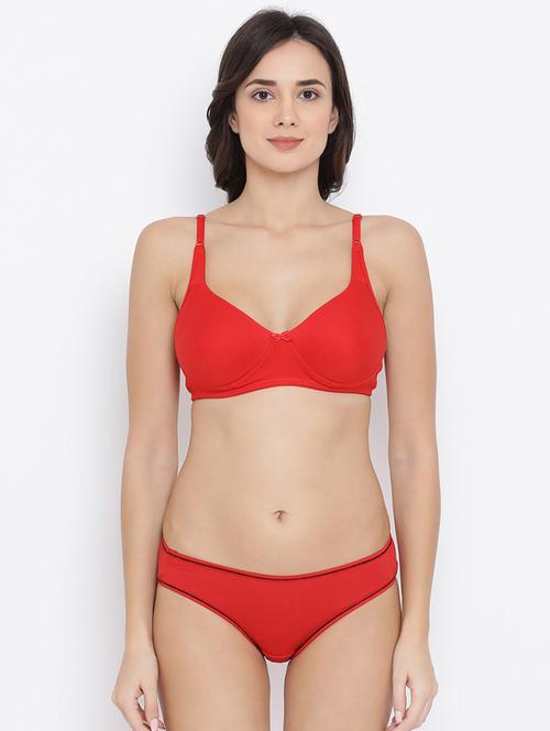 bow patch solid bra and panty set - 16783278 - Very Small Image - 1