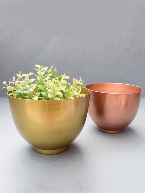  copper and gold round planter set of 2 - 16783664 - Very Small Image - 1