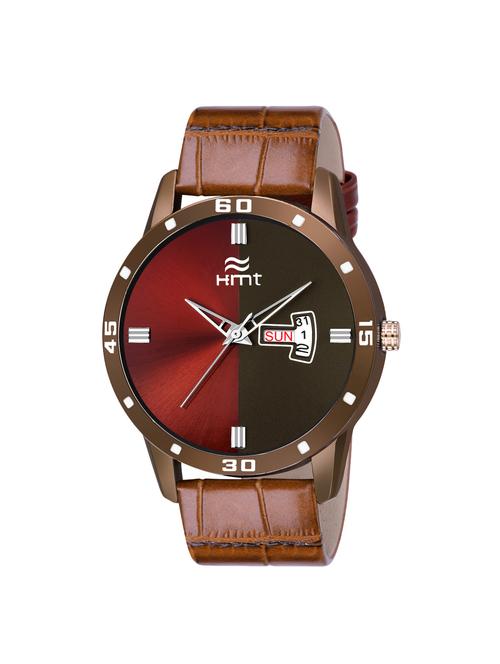 hemt day and date analog red dial men watch-hm-gr1195-red-brw-1 - 16786108 - Very Small Image - 1