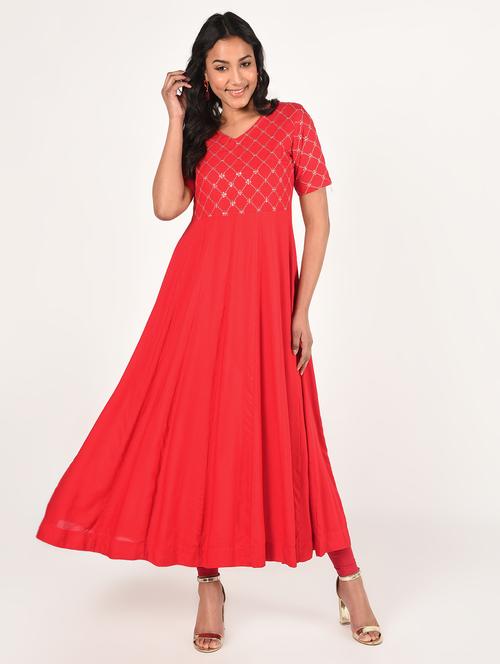 embroidered anarkali kurta - 16787097 - Very Small Image - 1