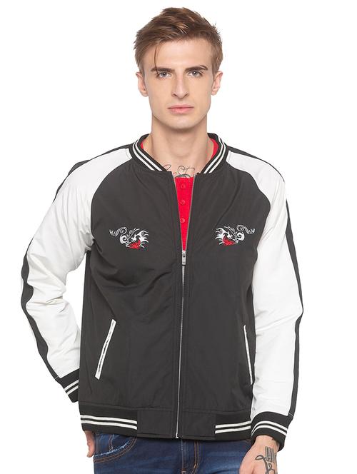 black color block bomber jacket - 16788071 - Very Small Image - 1