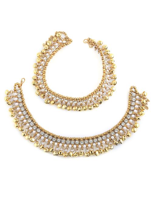 gold kundan  metal  payal - 16788647 - Very Small Image - 1