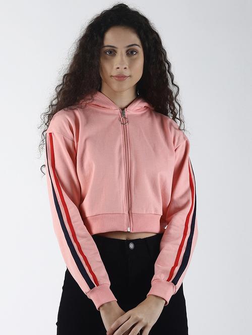 contrast taped hooded crop jacket  - 16788990 - Very Small Image - 1