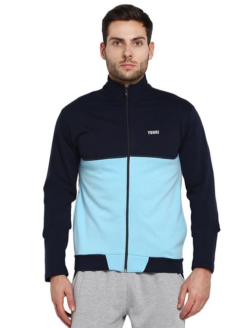 navy blue color block  casual jacket - 16790312 - Very Small Image - 1