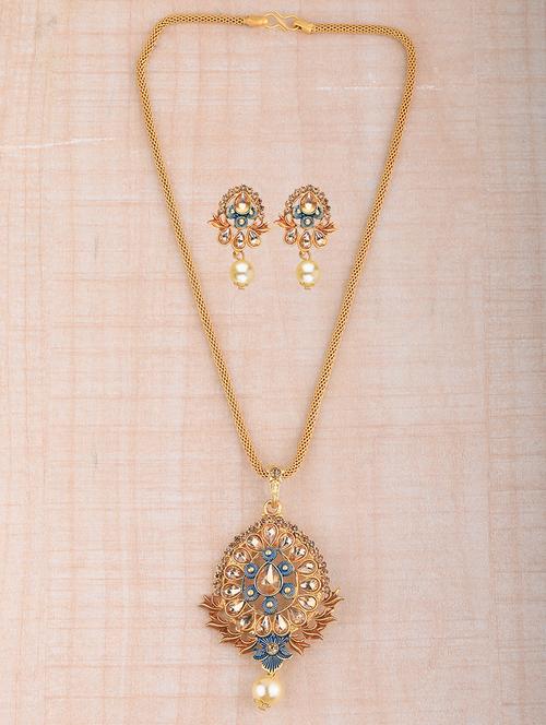 blue metal necklaces and earring - 16791212 - Very Small Image - 1