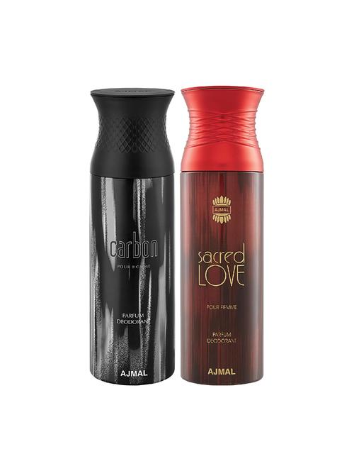 ajmal carbon homme & sacredlove deodorant spray - for men & women (200 ml, pack of 2) - 16791417 - Very Small Image - 1