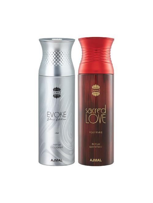 ajmal evoke & sacredlove deodorant spray - for men & women (200 ml, pack of 2) - 16791420 - Very Small Image - 1