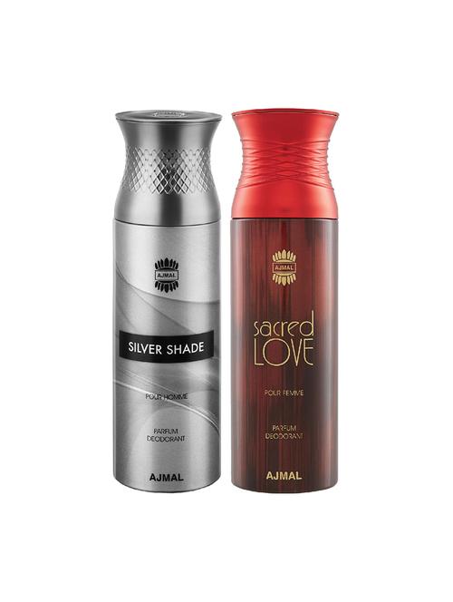 ajmal silver shade & sacred love deodorant spray - for men & women (200 ml, pack of 2) - 16791437 - Very Small Image - 1