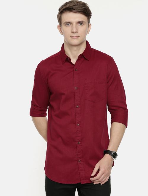red solid casual shirt - 16792281 - Very Small Image - 1