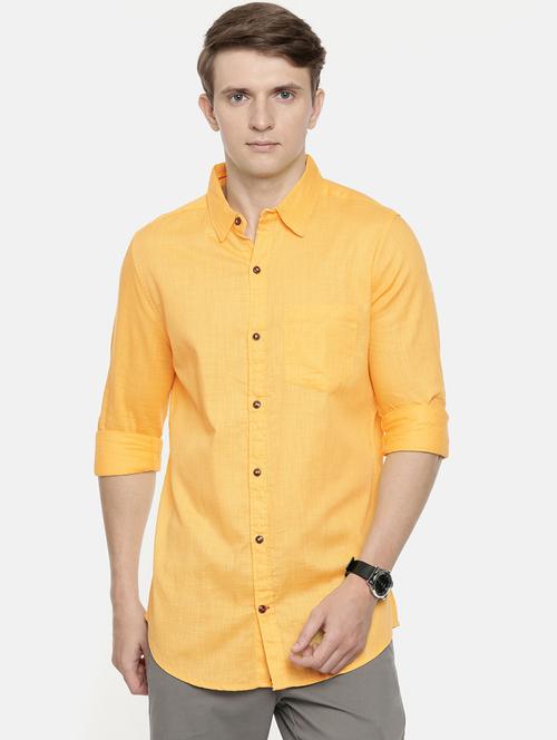 orange solid casual shirt - 16792282 - Very Small Image - 1