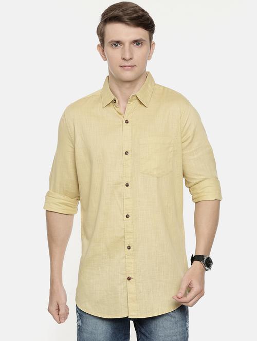 beige solid casual shirt - 16792284 - Very Small Image - 1