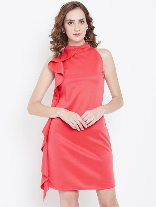 women's ruffle solid dress - 16792495 - Very Small Image - 1