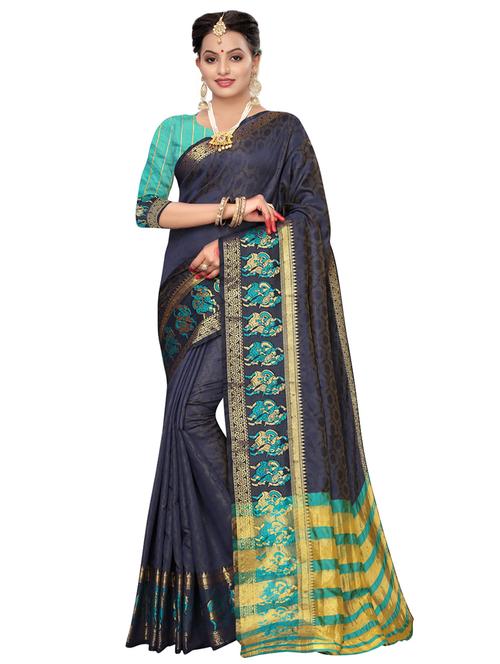 printed woven saree with blouse - 16792790 - Very Small Image - 1