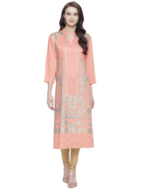 foil print straight kurta - 16792968 - Very Small Image - 1