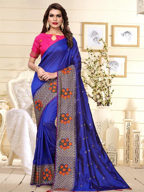 tassel detailed embroidered saree with blouse - 16793053 - Very Small Image - 1