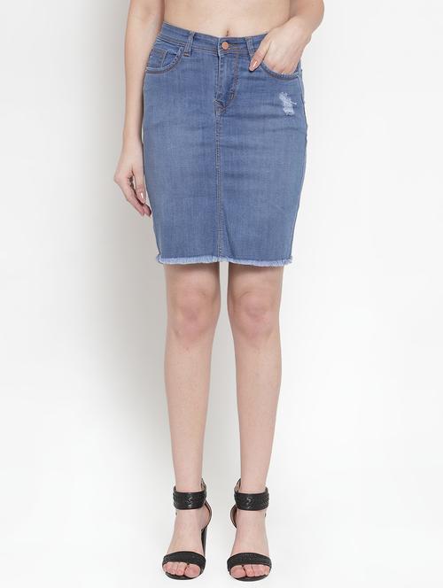 frayed hem distressed denim skirt  - 16793534 - Very Small Image - 1