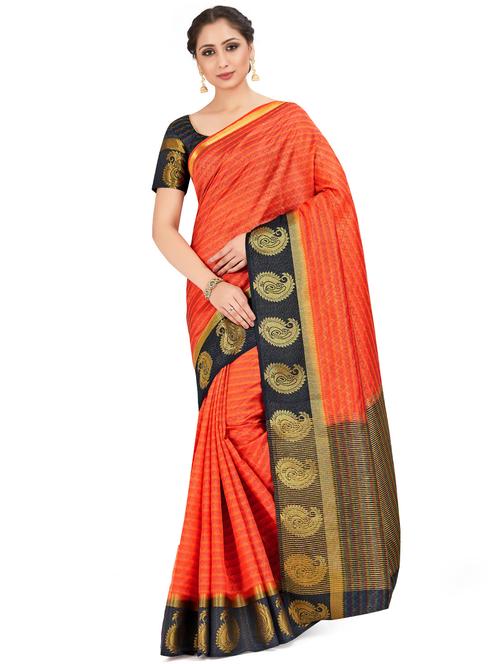 paisley kanjivaram saree with blouse - 16794304 - Very Small Image - 1