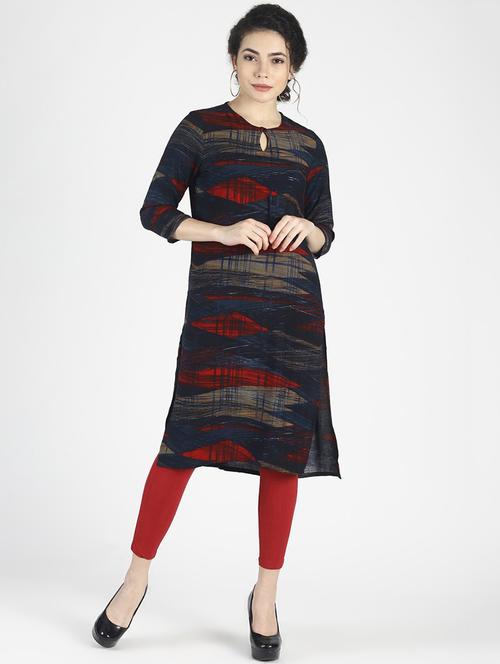 abstract print straight kurta - 16794460 - Very Small Image - 1