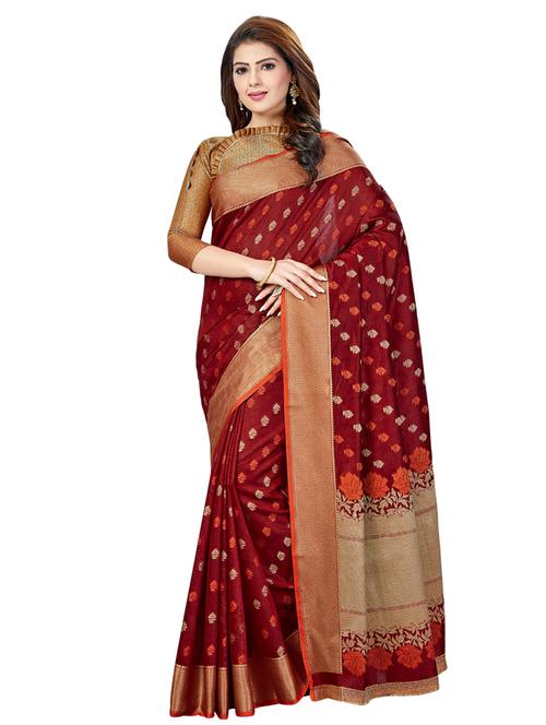ethnic motif banarasi saree with blouse - 16795920 - Very Small Image - 1