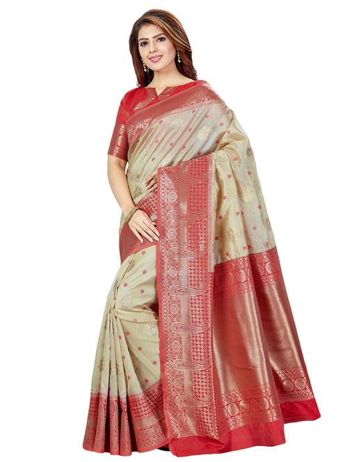 self design banarasi saree with blouse - 16795965 - Very Small Image - 1