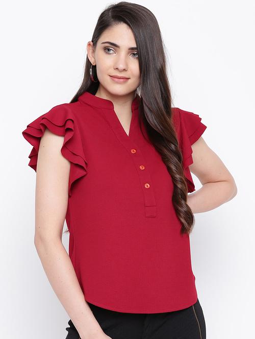 women's straight mandarin neck top - 16796171 - Very Small Image - 1