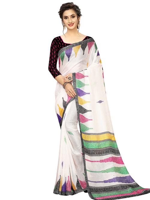 bordered printed saree with blouse - 16796755 - Very Small Image - 1