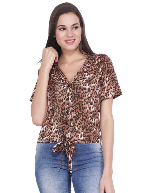tie front animal print shirt  - 16796876 - Very Small Image - 1