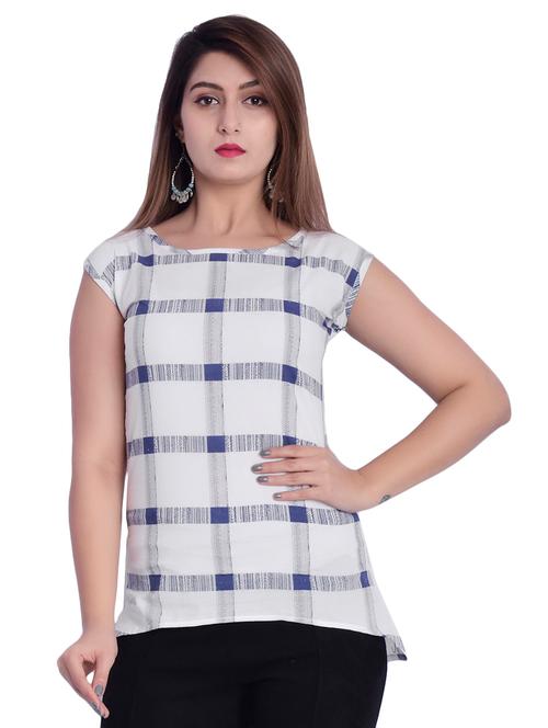 round neck check printed top - 16797223 - Very Small Image - 1