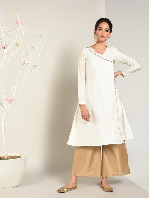 solid a-line angrakha kurta - 16797542 - Very Small Image - 1