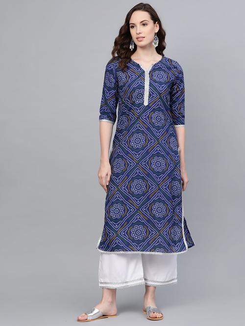 bandhani print kurta palazzo set - 16797671 - Very Small Image - 1